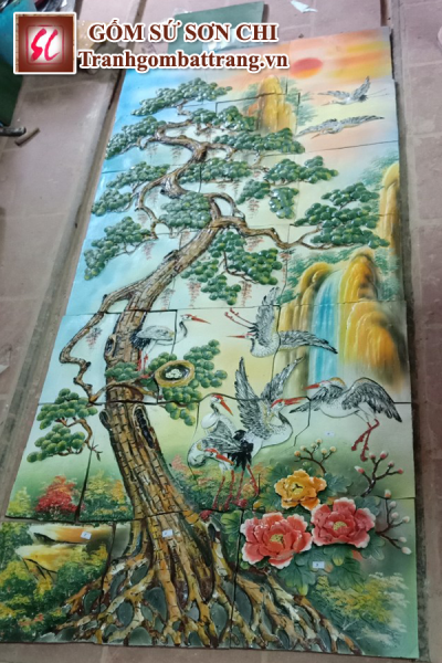 Tranh gốm cảnh đứng bát tràng - mẫu 02