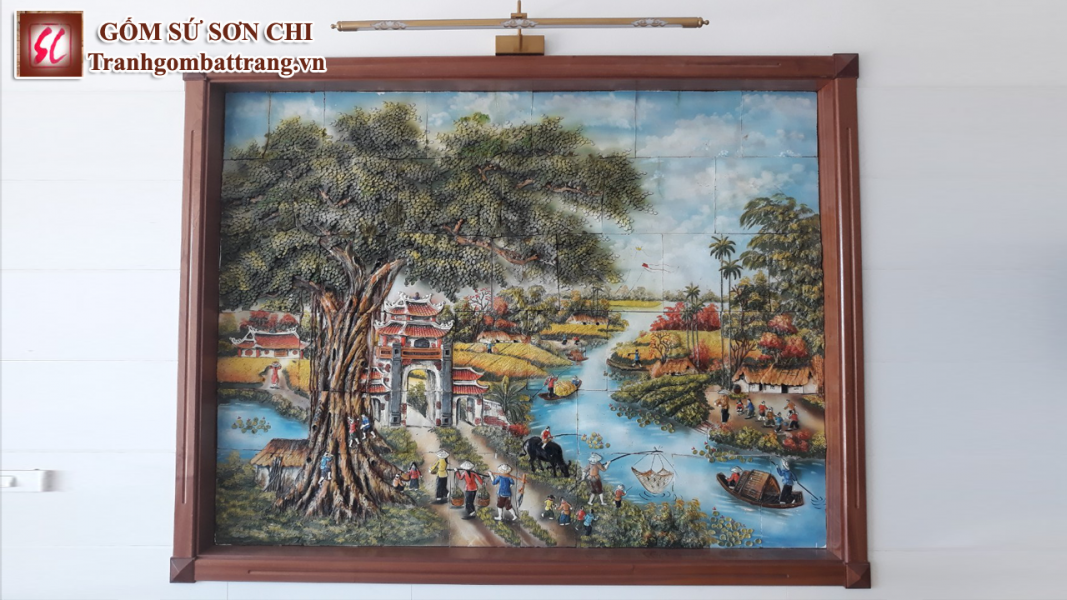 Các Mẫu Tranh Gốm Bát Tràng Cảnh Làng Quê 08
