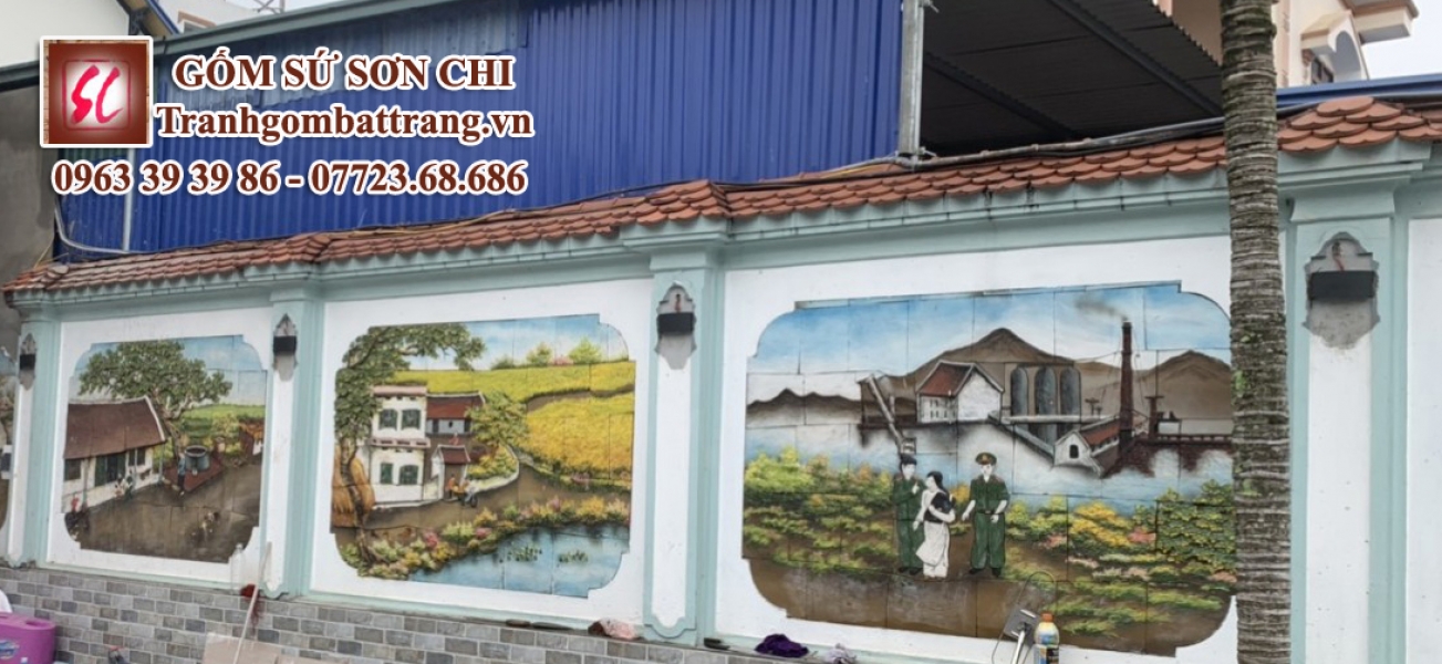 Các Mẫu Tranh Gốm Bát Tràng Cảnh Làng Quê 13