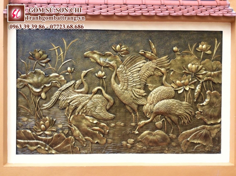 Tranh gốm phong thủy Bát Tràng - mẫu 19