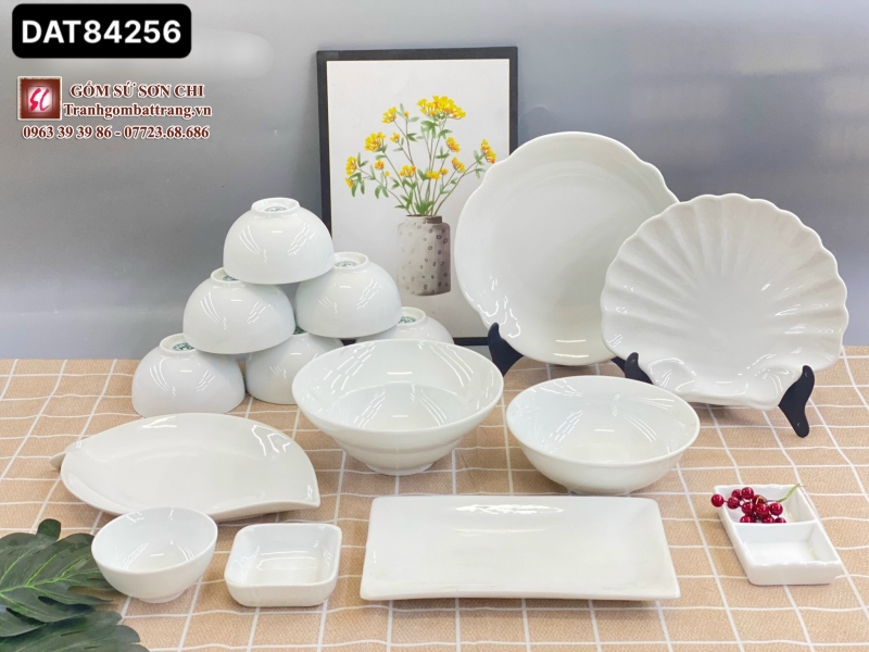 Bộ bát đĩa ăn uống gốm sứ Bát Tràng mẫu 23