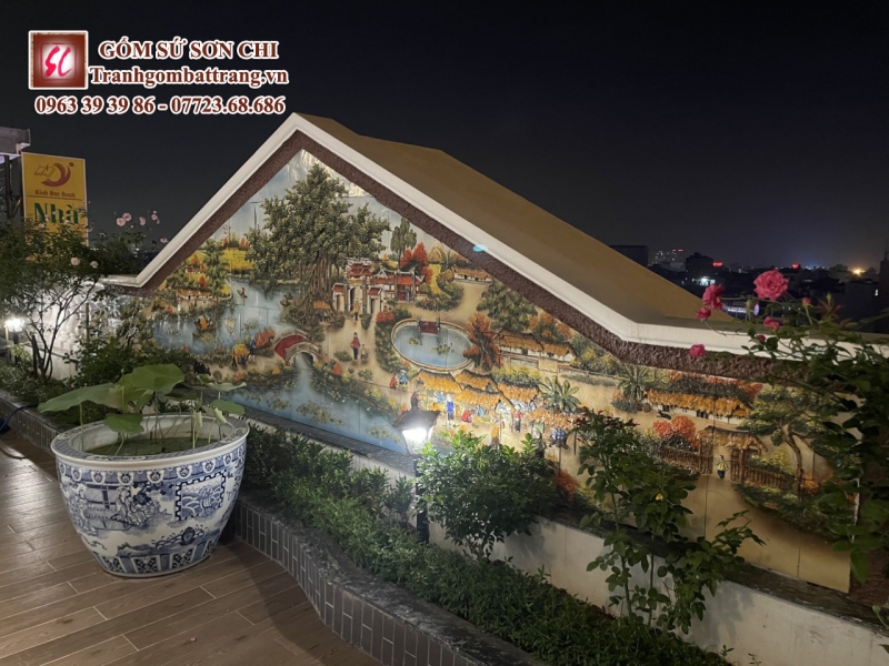 Các Mẫu Tranh Gốm Bát Tràng Cảnh Làng Quê 26