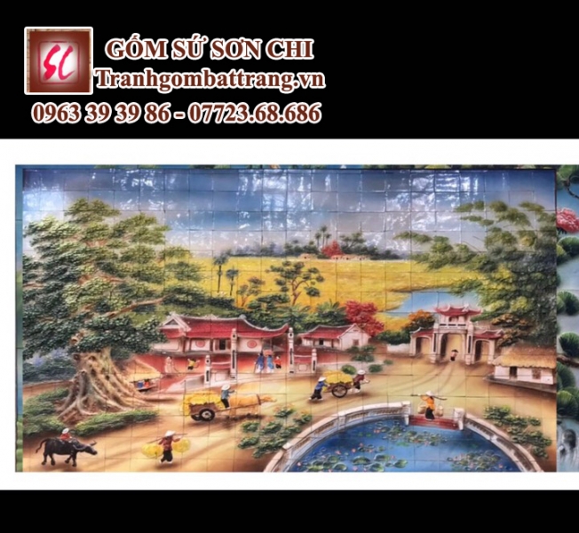 Các Mẫu Tranh Gốm Bát Tràng Cảnh Làng Quê 27