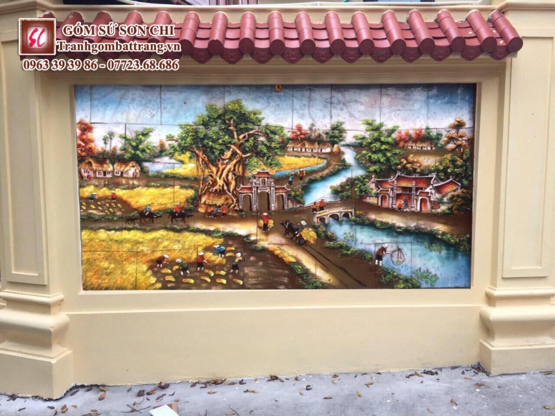 Các Mẫu Tranh Gốm Bát Tràng Cảnh Làng Quê 28