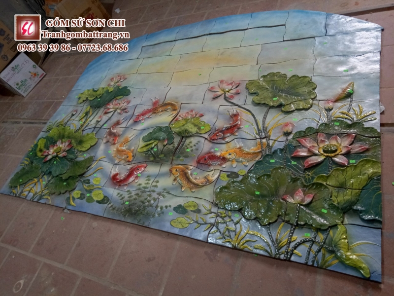 Tranh gốm phong thủy Bát Tràng - mẫu 28